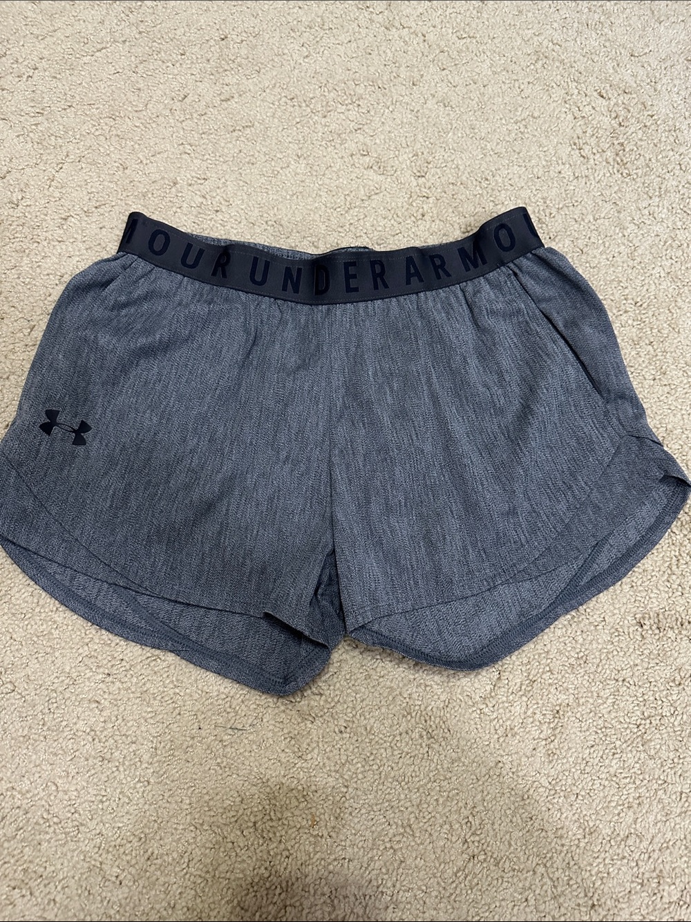 Under Armour Women’s Charcoal Athletic Shorts with Branded Waistband